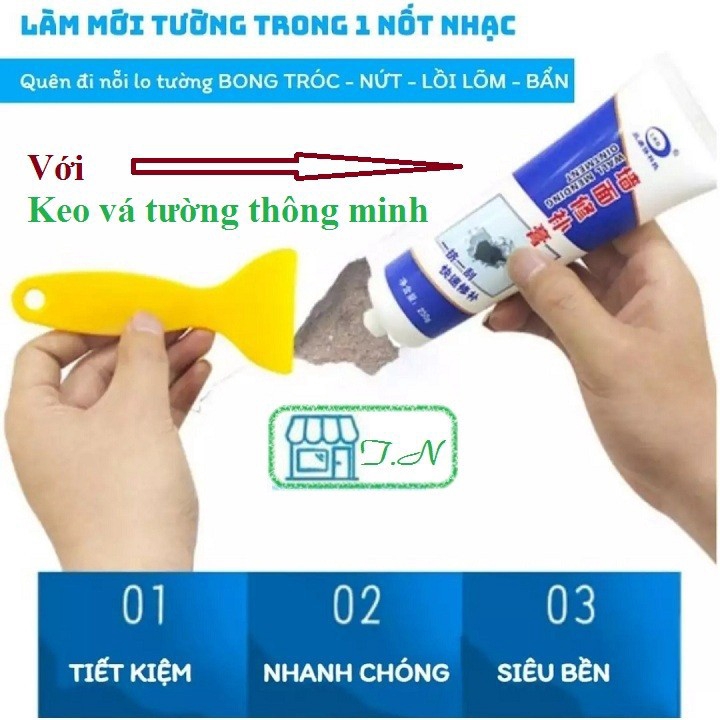 Keo Vá Tường Bị Nứt Thủng Bong Tróc Trầy Xước Bị Bẩn, Chà Ron Vá Tường Chống Thấm 250 Gr, Keo Trám Vết Nứt Tường Thông Minh, Keo Chống Thấm Vá Tường