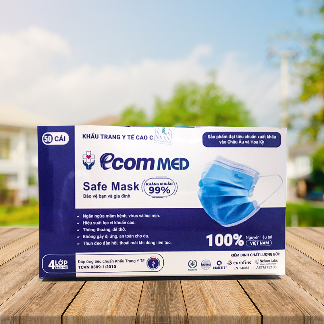 Khẩu Trang Y tế EcomMed 4 lớp kháng khuẩn 99%
