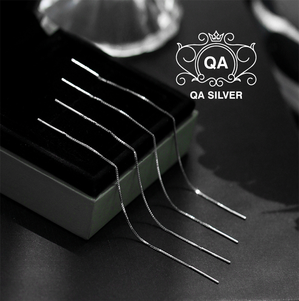 Khuyên tai bạc 925 dài sợi mảnh lụa bông nữ tua tối giản S925 CHAIN QA SILVER Earrings EA190815