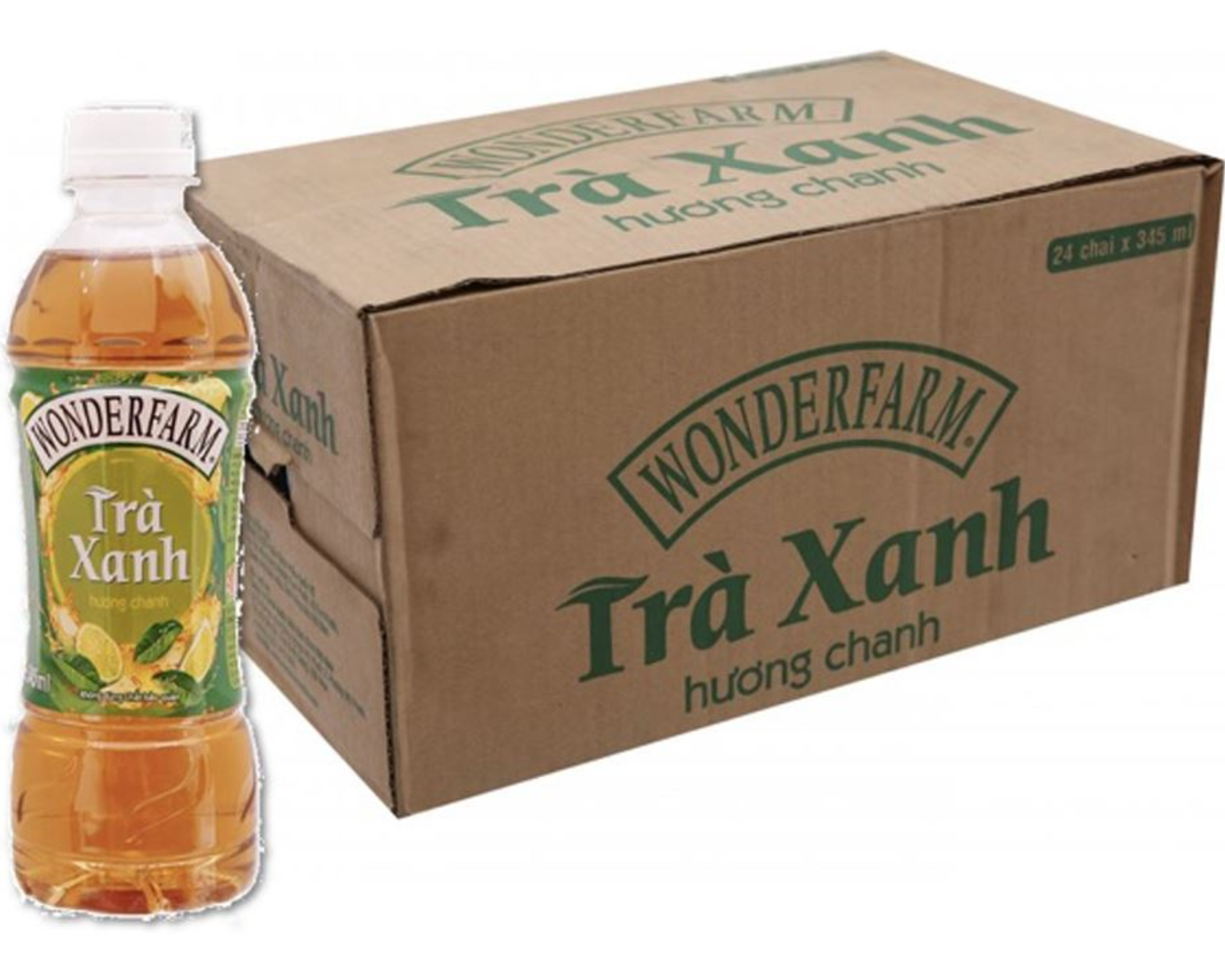 Thùng 24 chai trà wonderfarm hương chanh 345ml / lốc 6 chai trà wonderfarm hương chanh 345ml
