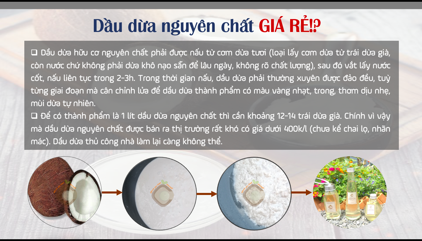 Dầu dừa nguyên chất 100% (Virgin Coconut Oil) - 300ml