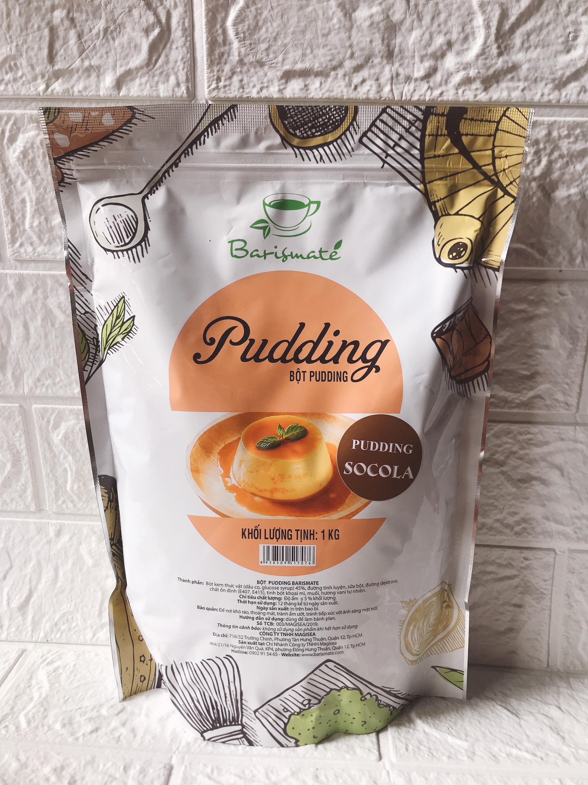 Bột Làm Pudding/Flan Barismate Túi 1KG (Trứng, Matcha, Socola, Xoài, Khoai Môn, Dưa Lưới)