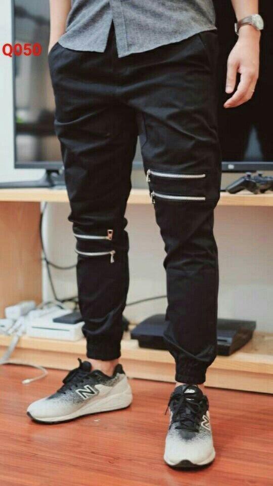Quần jogger kaki nam nữ 4 khóa gối