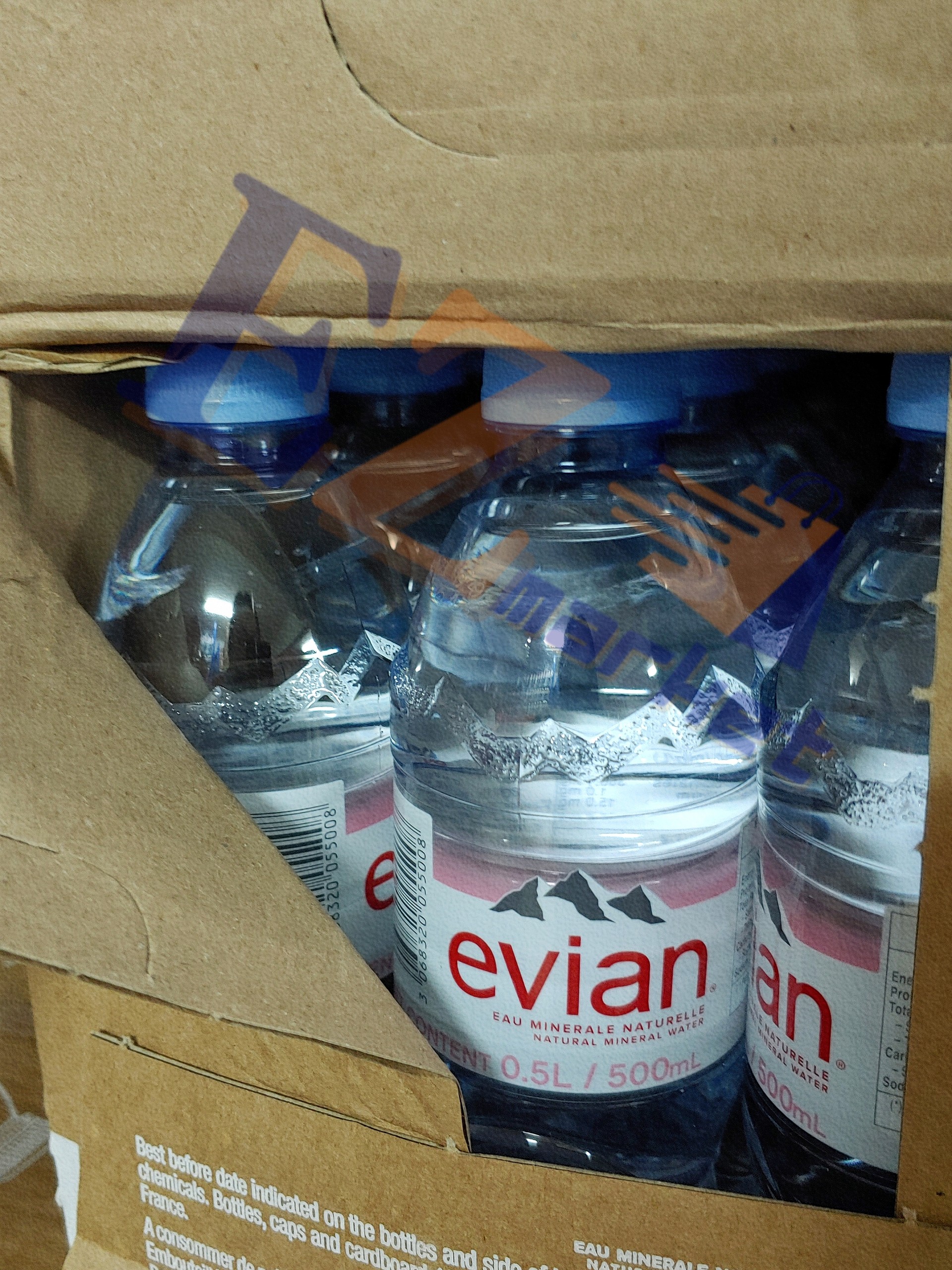 (Thùng 24 chai) Nước khoáng thiên nhiên Evian 500ml - Xuất xứ: Pháp
