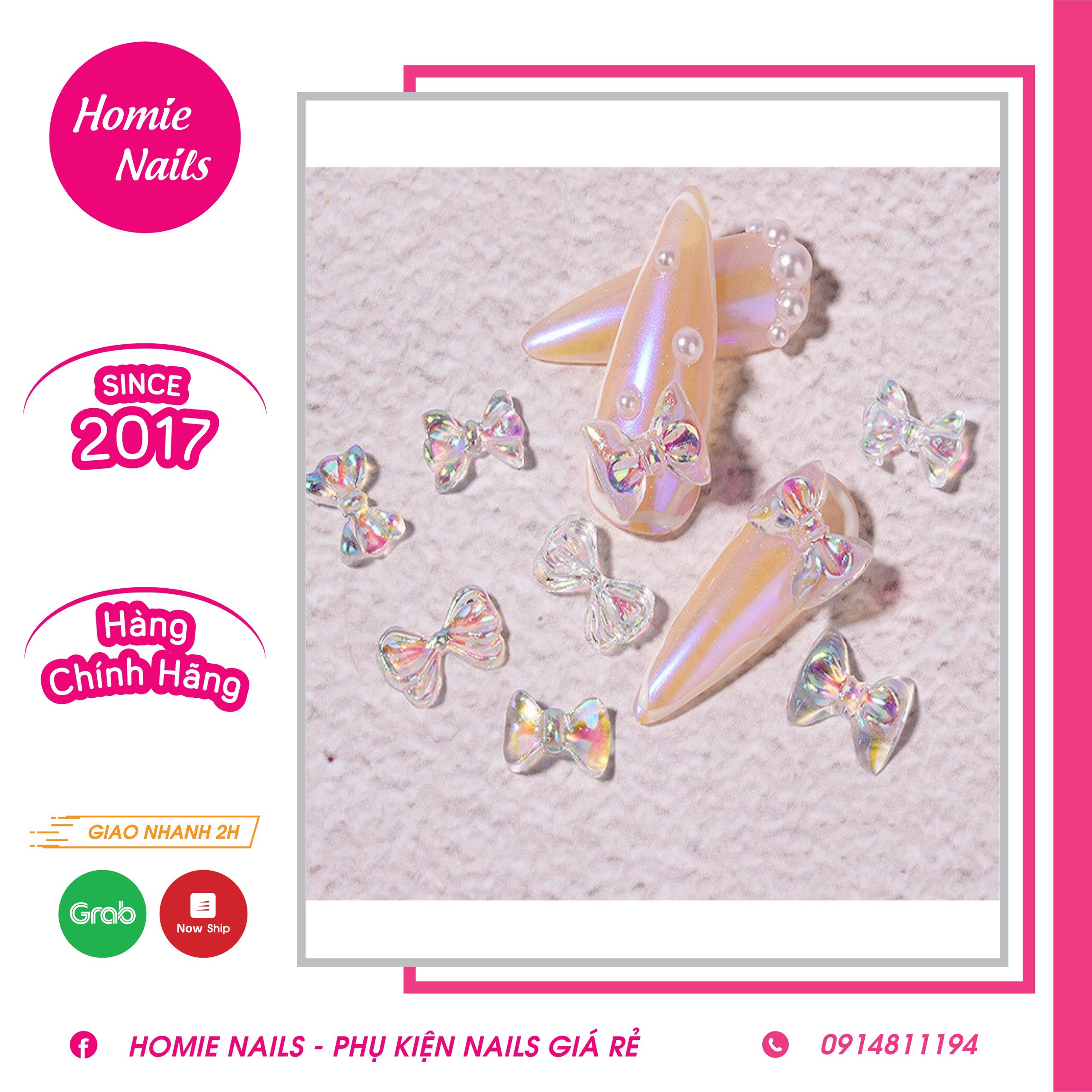 Charm nơ gắn móng Hàn Quốc - gói 50 chiếc
