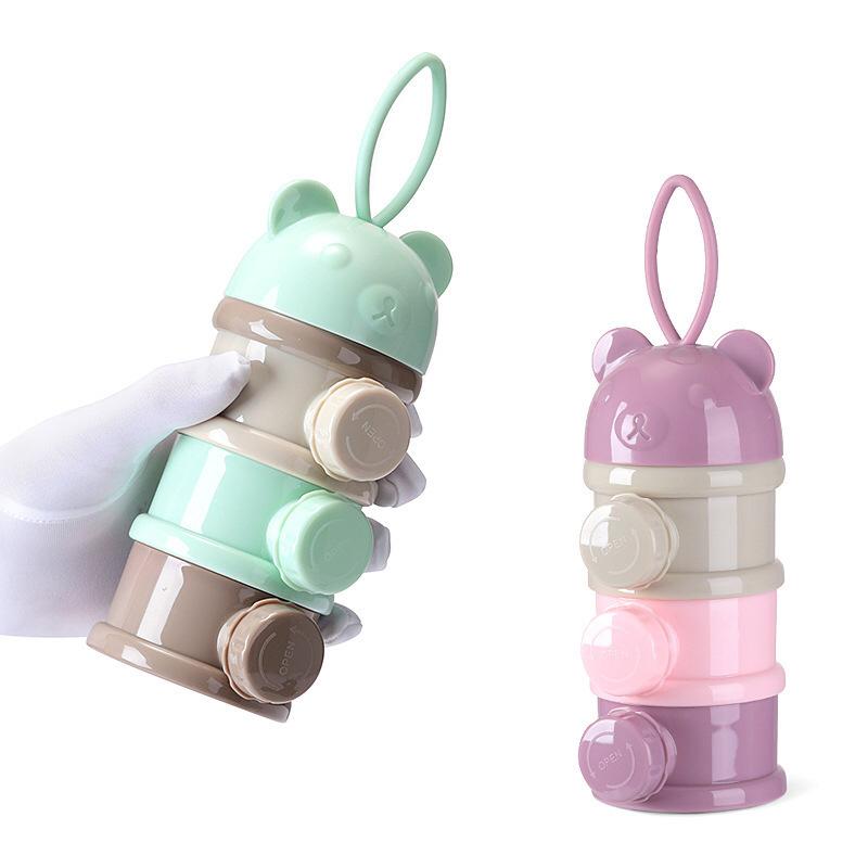 Hộp Chia Bột Sữa 4 Ngăn Hình Gấu