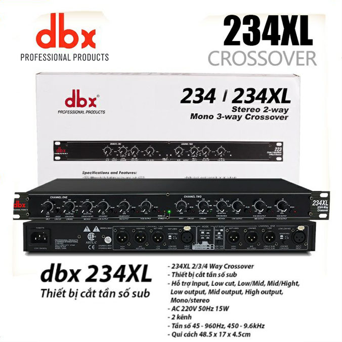 BỘ LỌC PHÂN TẦN CHỈNH ÂM CROSSOVER DBX 234XL- Hàng Nhập Khẩu – Thiết Bị Phân Tần  Cắt Tần Số SUB Chuyên Nghiệp- Âm Thanh Hay Sáng Được Chia Làm 3 Đường Tiếng (3ways)-Cổng Kết Nối XLR ( cổng Canon) , Phù Hơp Cho Dàn Âm Thanh Sân Khấu,Quán Ba,Hội Trường
