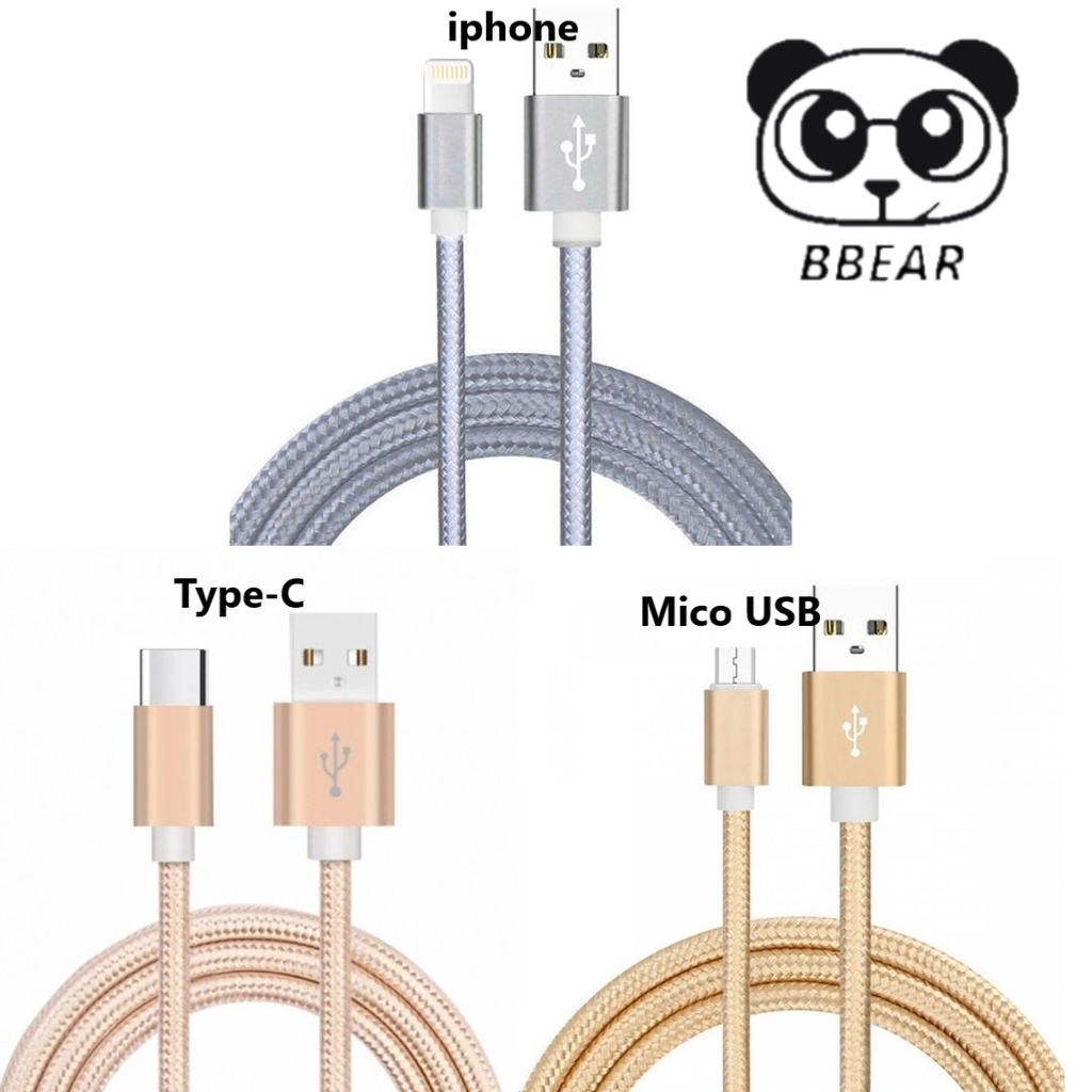 Cáp Sạc Dài 3M Lightning, Type-C, Micro USB Cho iPhone, iPad, Android Dây Dù
