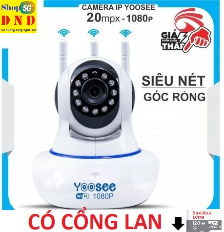 >> BÁO GIÁ (BH 5 NĂM CẢ MÁY LẪN THẺ,TẶNG THẺ 32GB CHUẨN YOOSEE),CAMERA TRONG NHÀ,NGOÀI TRỜI,CAMERA YOOSEE 3 RÂU,CAMERA WI | Shopee Lazada Sendo Tiki mới nhất 172 (KÈM Thẻ Nhớ 128 GB, tự chọn) Camera IP Wifi Yoosee 3 Râu xoay 360 độ, độ phân giải FullHD 2.0MP 1080p Không Dây, Camera trong nhà, ngoài trời - Camera hồng ngoại tích hợp ghi âm, lưu trữ dữ liệu tùy chọn thẻ nhớ BH 5 năm