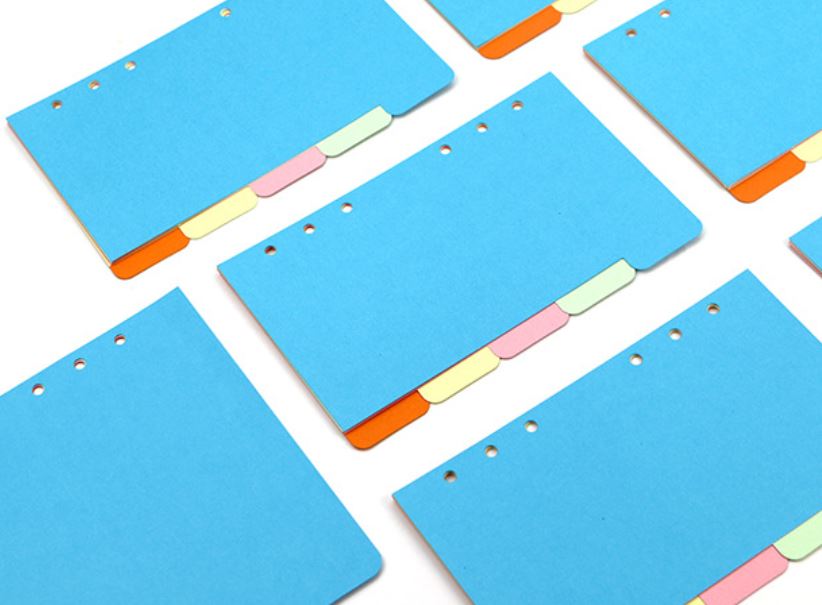 Set 5 bìa giấy phân trang - tab phân mục size a4 a5 a6 b5 | bnp001