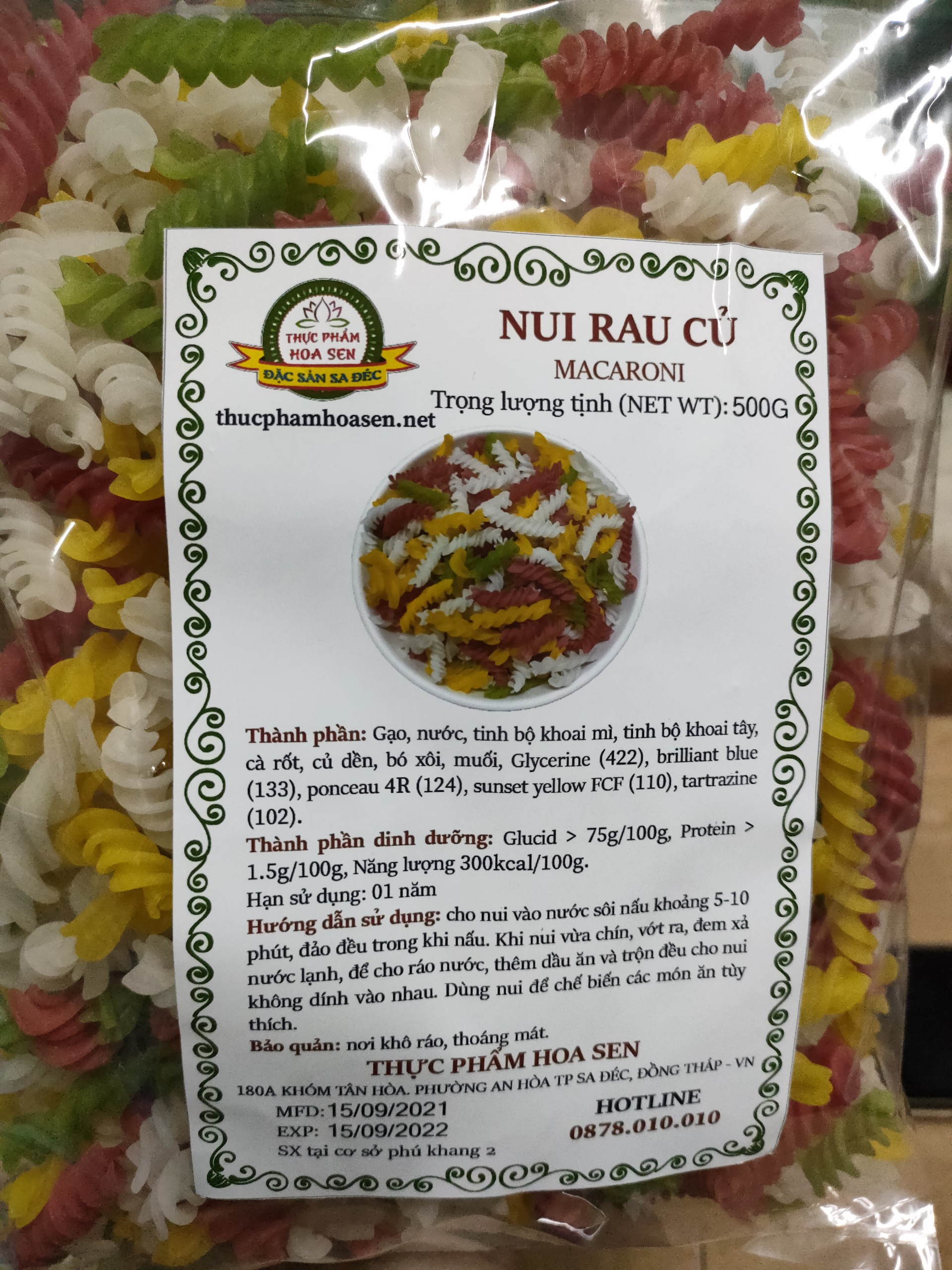 Nui Xoắn Rau Củ Sa Đec 500g