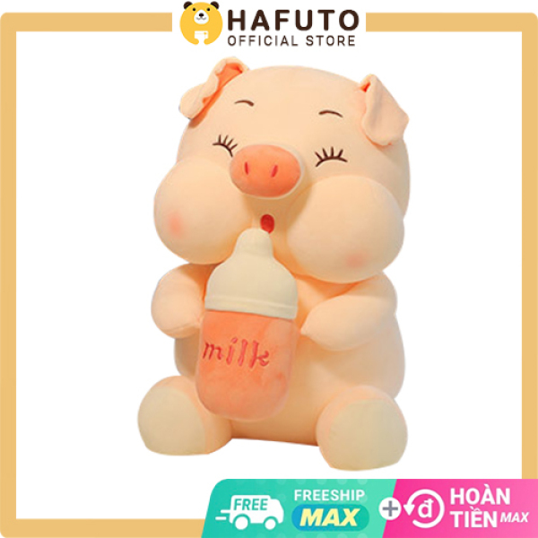 Gấu bông heo ôm bình sữa Hafuto size 35cm siêu cute