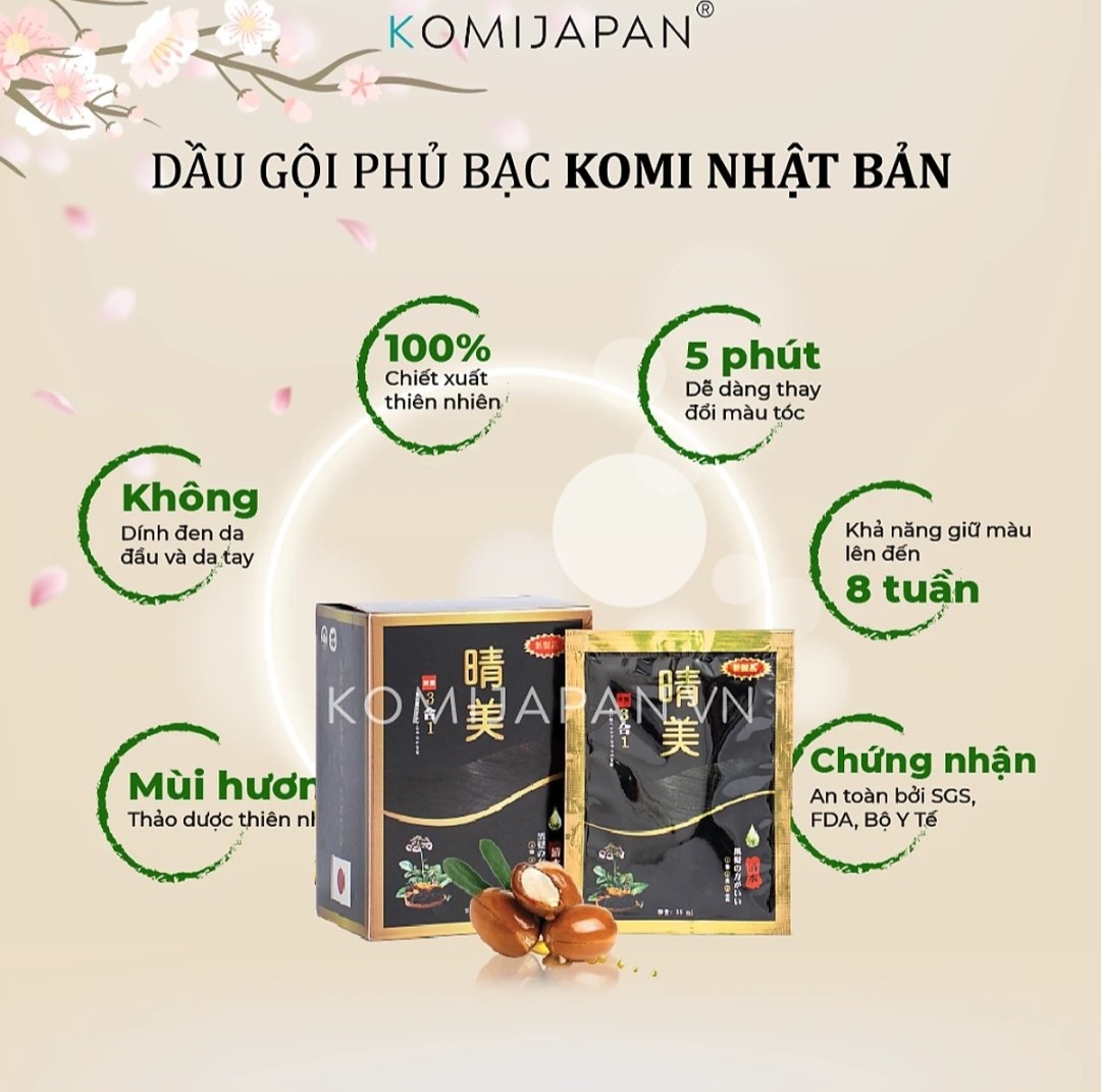 Dầu gội phủ bạc gói Akami phủ bạc tóc (25ml/75ml/105ml) - NÂU ĐEN