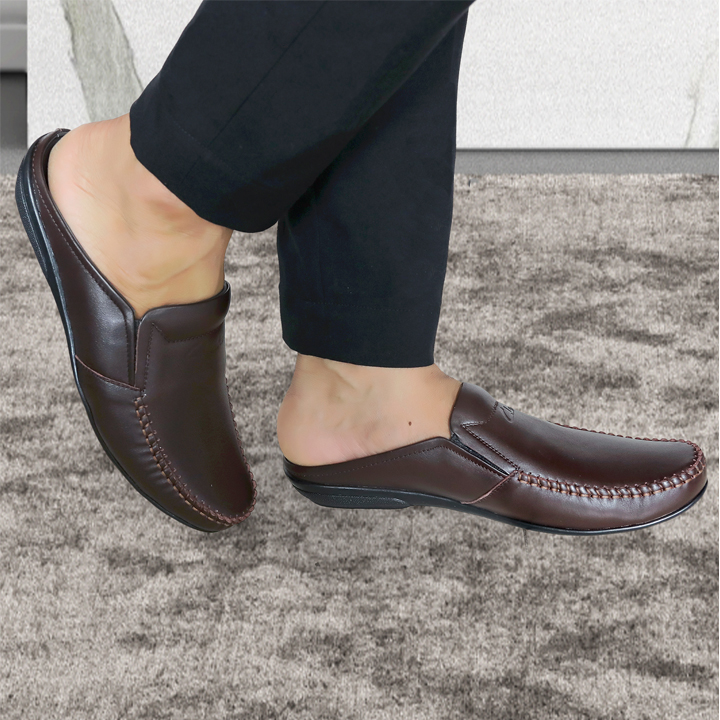 Dép nam bít mũi nâu Trường Hải da bò thật cao cấp BM059