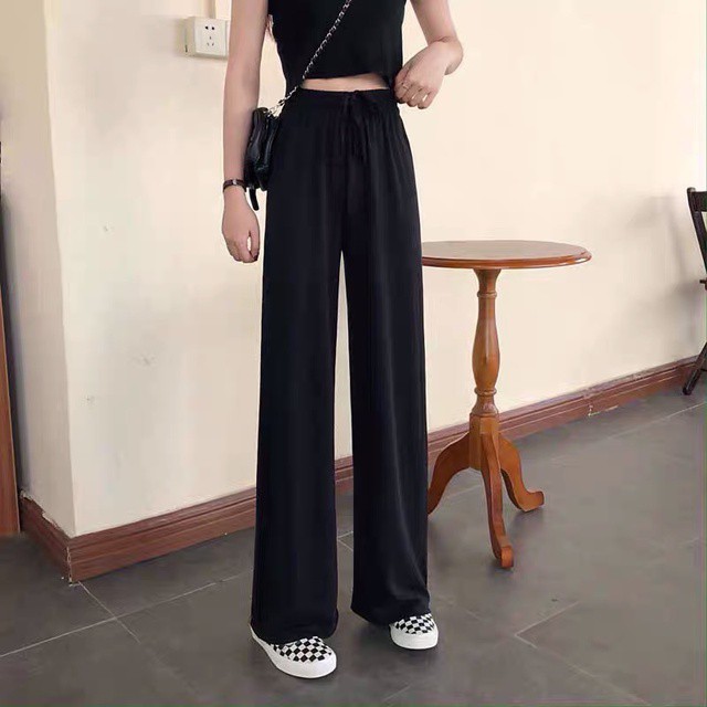 Quần Ống Rộng Gân Tăm Siêu Mát Lạnh, Quần Culottes Lưng Thun Cao Cấp