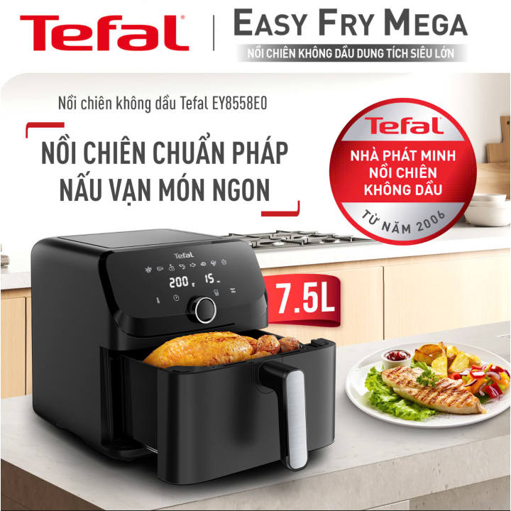 Nồi chiên không dầu điện tử Tefal EasyFry Mega Black EY8558E0 7.5L - Hình ảnh 4