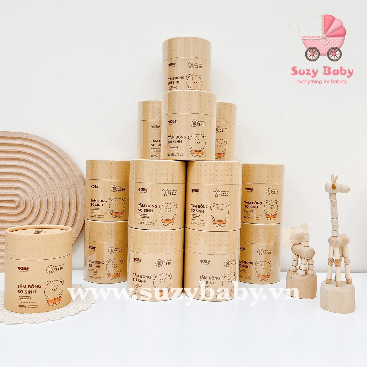 Tăm bông tobe kháng khuẩn hộp tròn 400 cái
