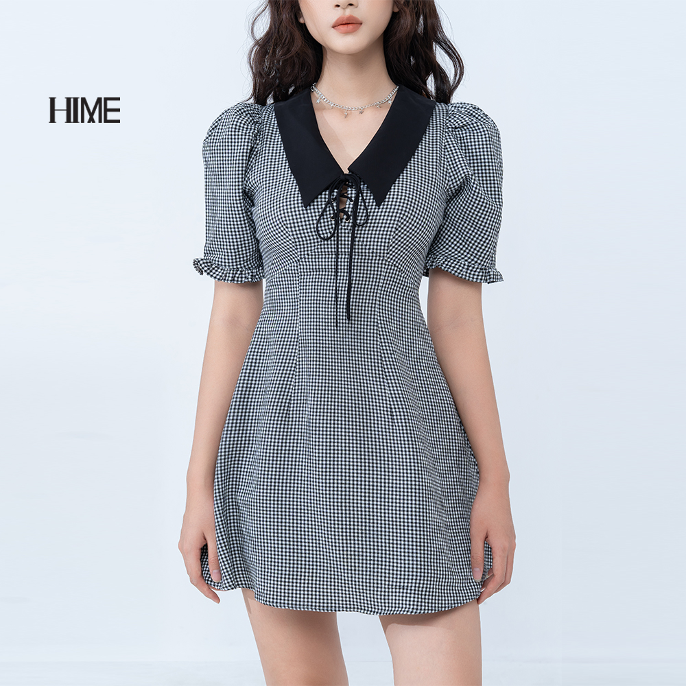 Váy kẻ HIME thiết kế tay bồng H057