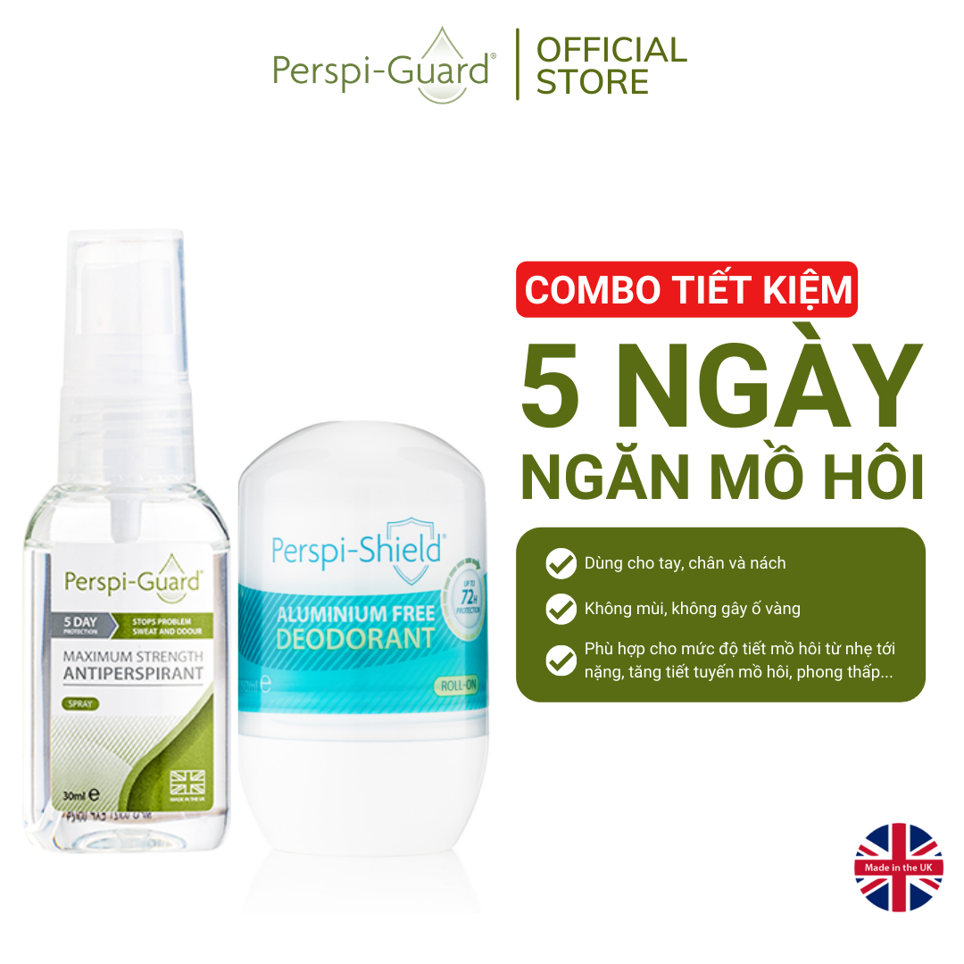 [Voucher giảm 10%] Combo xịt khử mùi Perspi-Guard 30ml + Lăn khử mùi Perspi-Shield 50ml