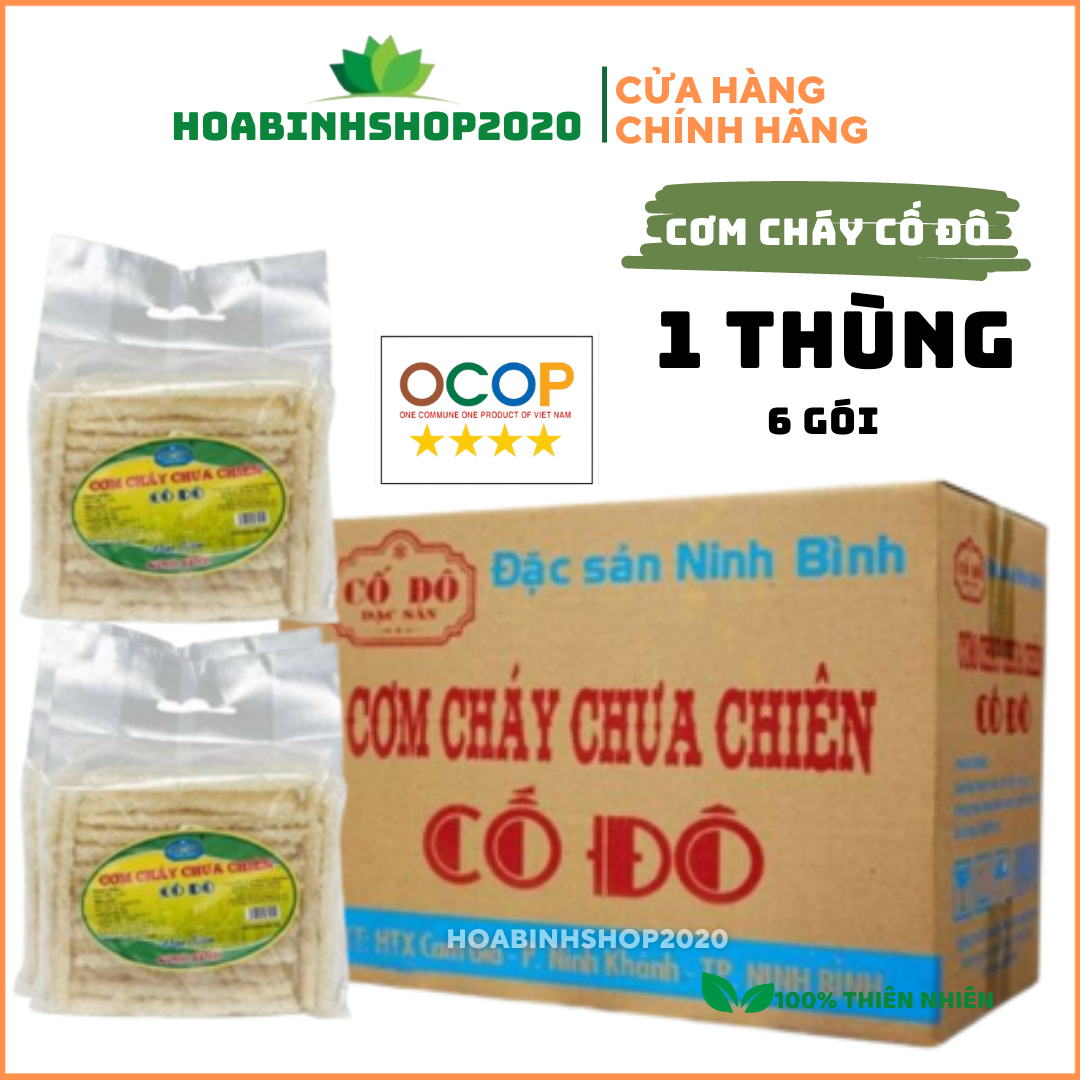 [ BÁN SỈ -1 Thùng] Combo 6 gói Cơm Cháy Chưa Chiên 1Kg Cố Đô- Đặc sản Ninh Bình