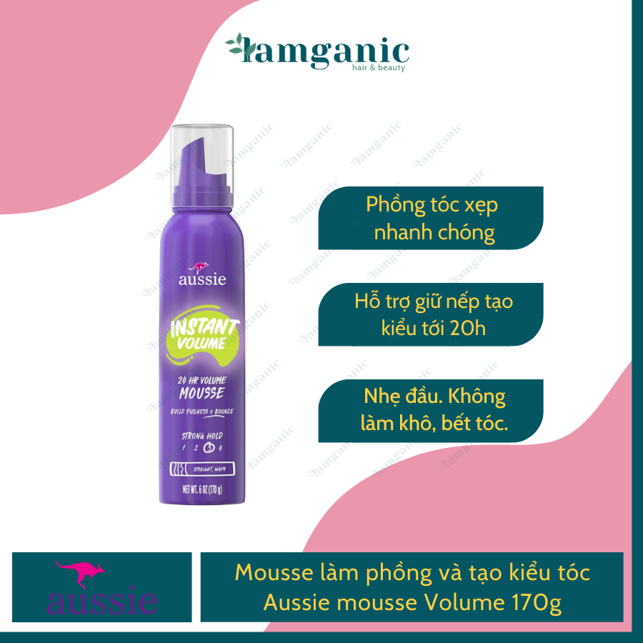 Mousse làm phồng và tạo kiểu tóc Aussie mousse Volume 170g