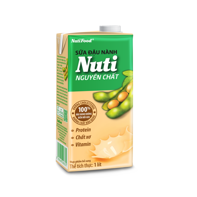 Sữa đậu nành Nuti Nguyên Chất Hộp 1 Lít - Thương Hiệu NUTIFOOD