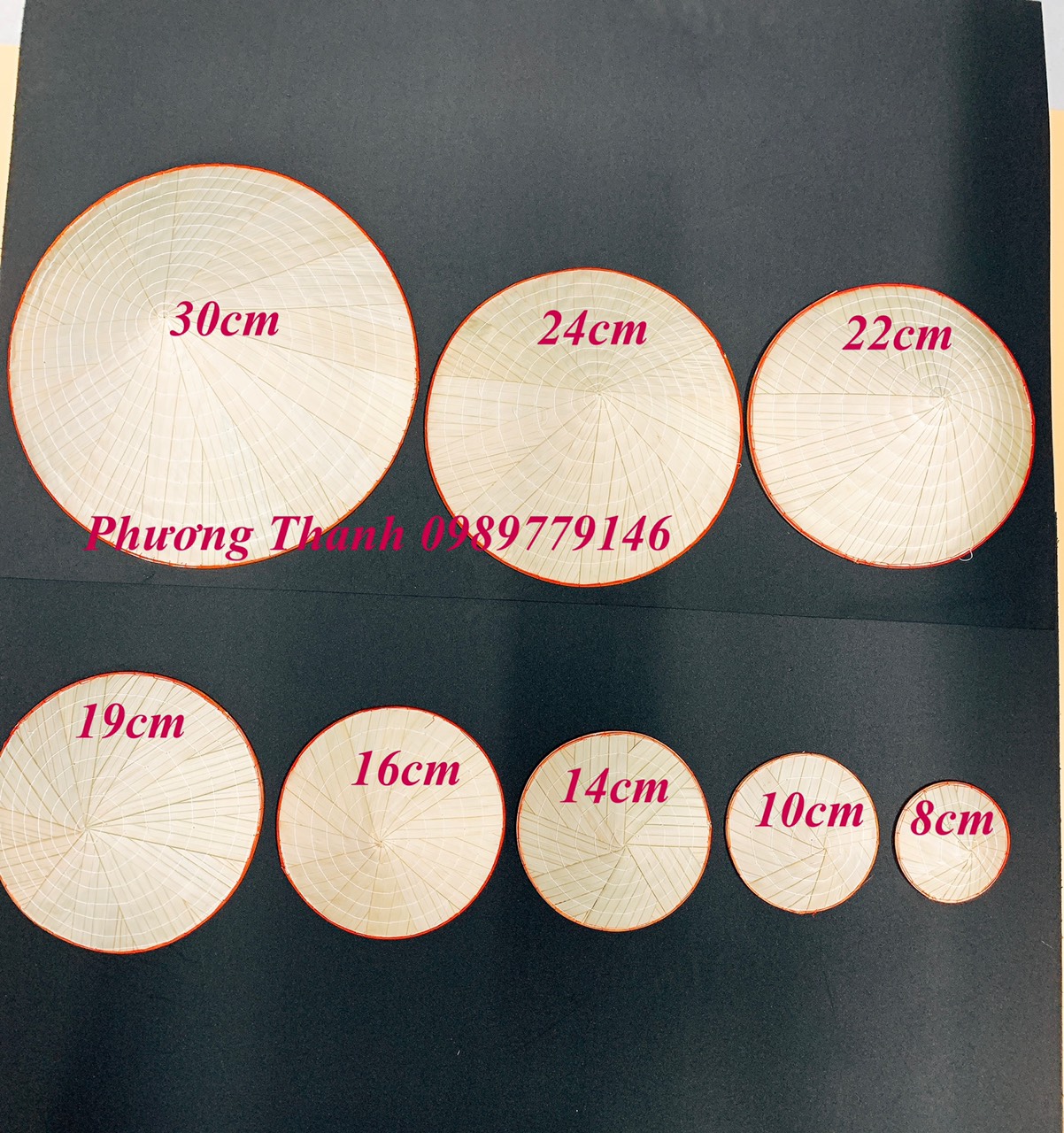 nón lá mini đủ size, dùng trang trí, decor, 1 cái nón lá