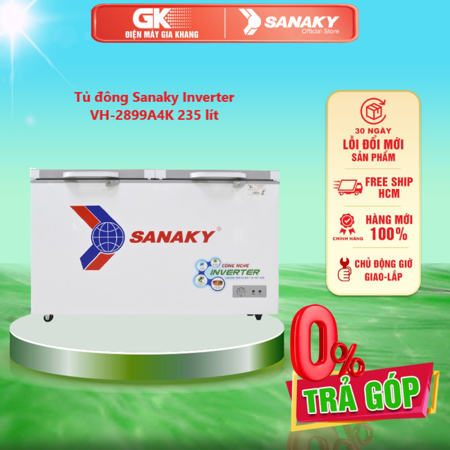 Tủ đông sanaky inverter vh-2899a4k 235 lít - giao toàn quốc - freeship hcm