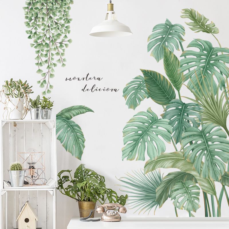 Decal dán tường cây lá nhiệt đới 02 PC bắc âu