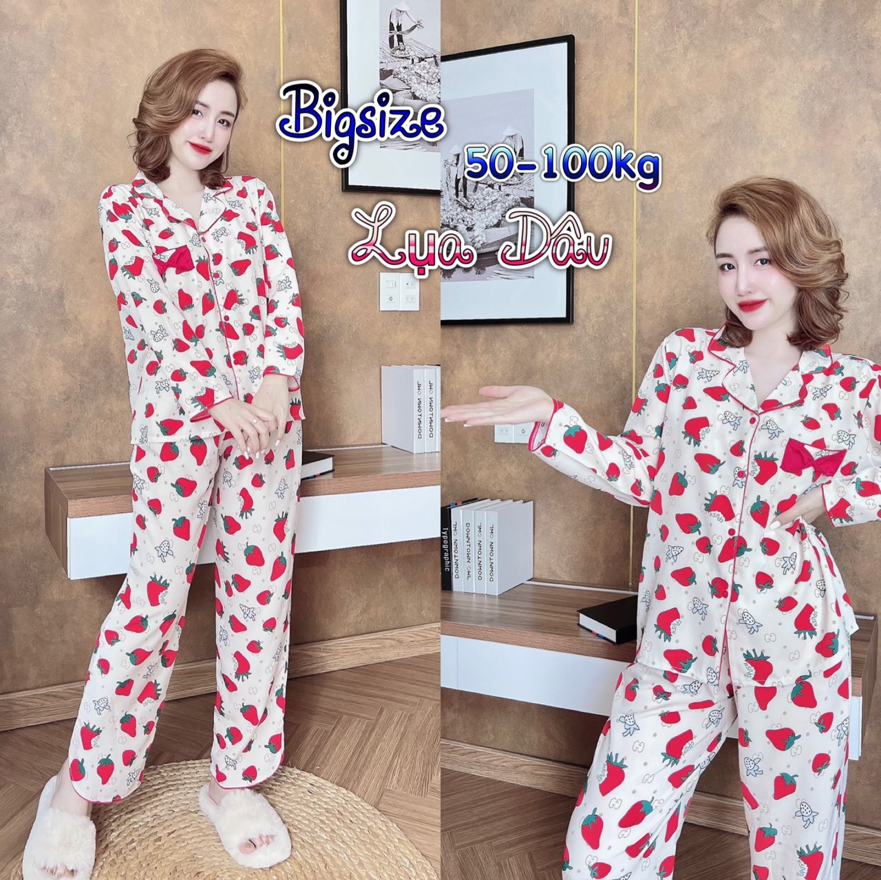 Đồ bộ Lụa Nhật phối ren 3 size 50-100kg bigsize chất mát Y
