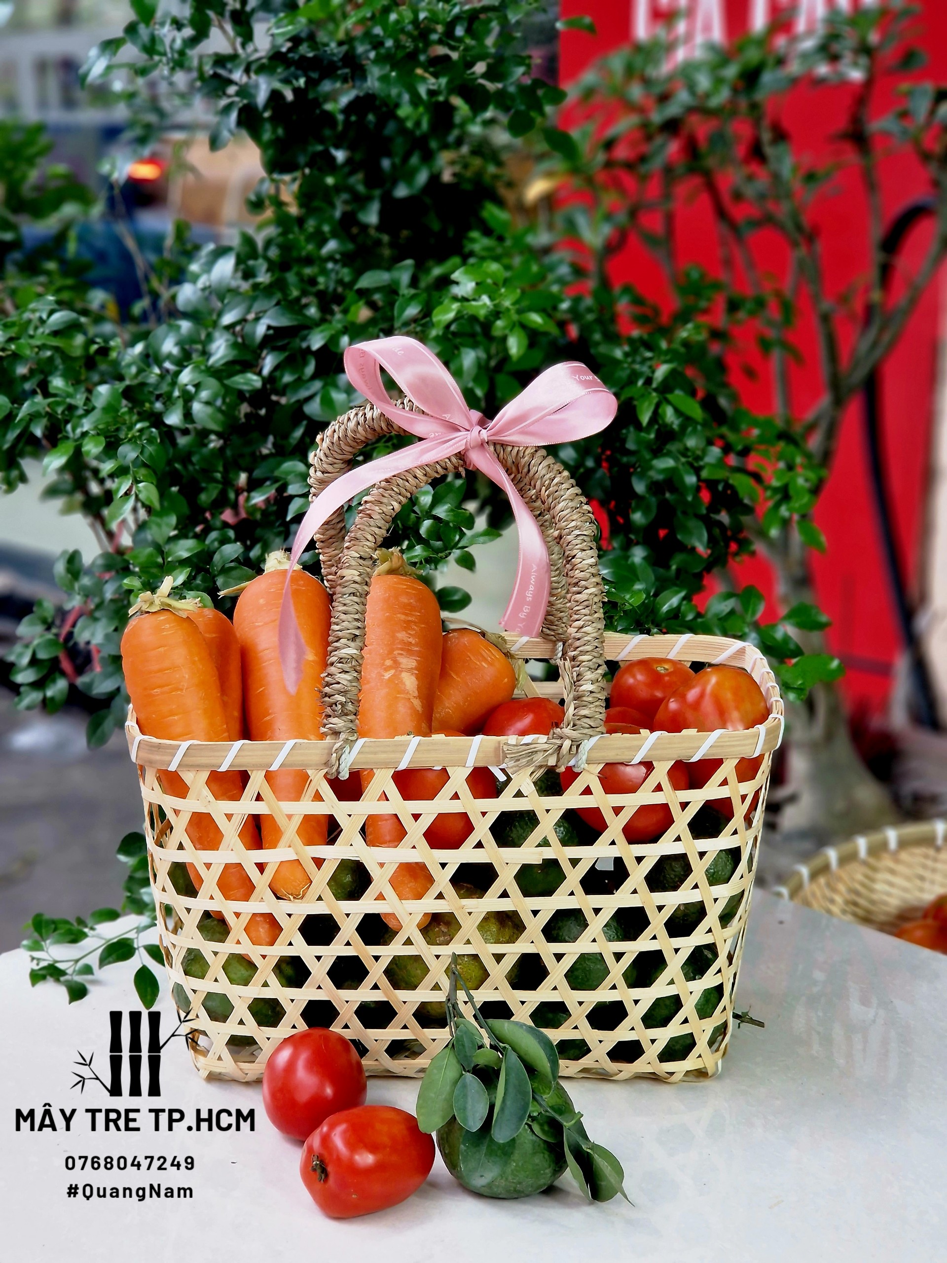 Giỏ cói mây tre đựng quà đựng trái cây