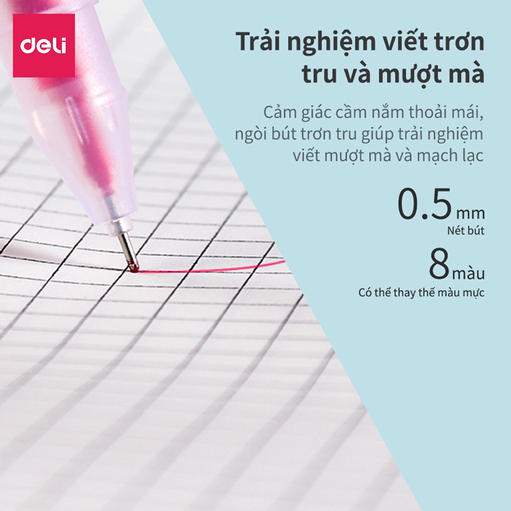 Bút Gel Tím Deli A119 ngòi 0.5mm