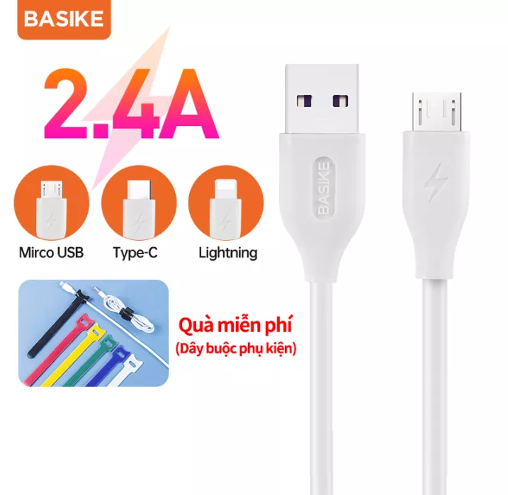 Cáp sạc nhanh 2.4a 1m type-c micro usb an09 2.4a dành cho samsung huawei, xiaomi, lg, android basike(ct18)