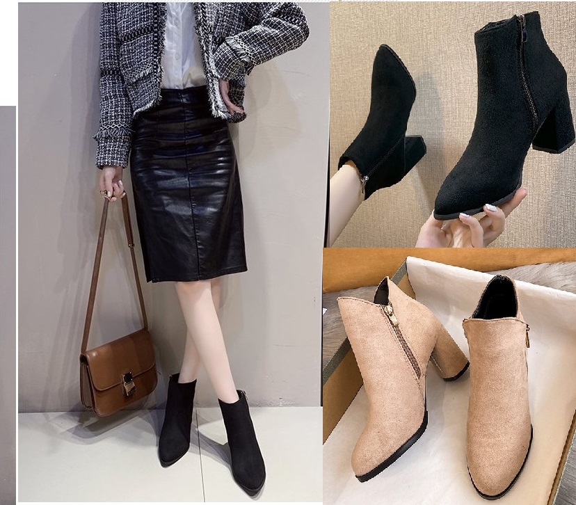 [HÀNG XỊN] Giày boot đế vuông da lộn 6 phân cao cấp S148