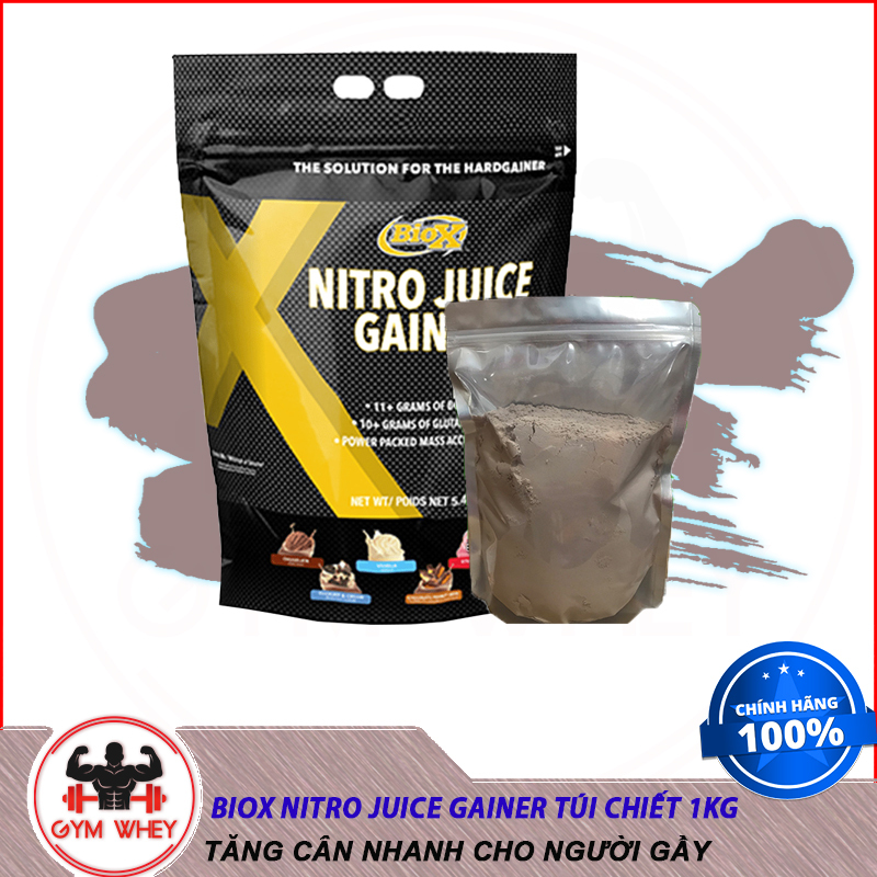 Gói Dùng Thử Sữa Dinh Dưỡng Tăng Cân Tăng Cơ BIOX NITRO JUICE GAINER 1KG Authentic Từ Canada nhập khẩu