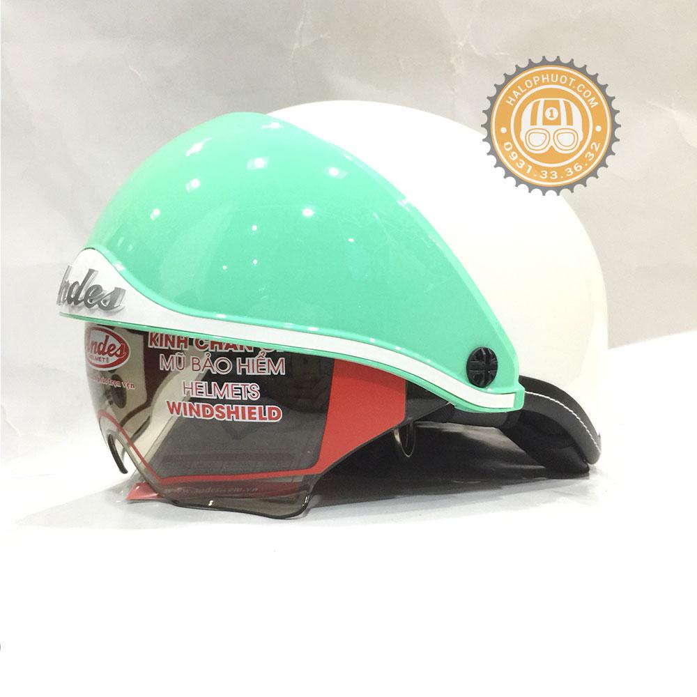 Nón bảo hiểm Andes 139 Kính Âm (Trắng - Xanh ngọc)
