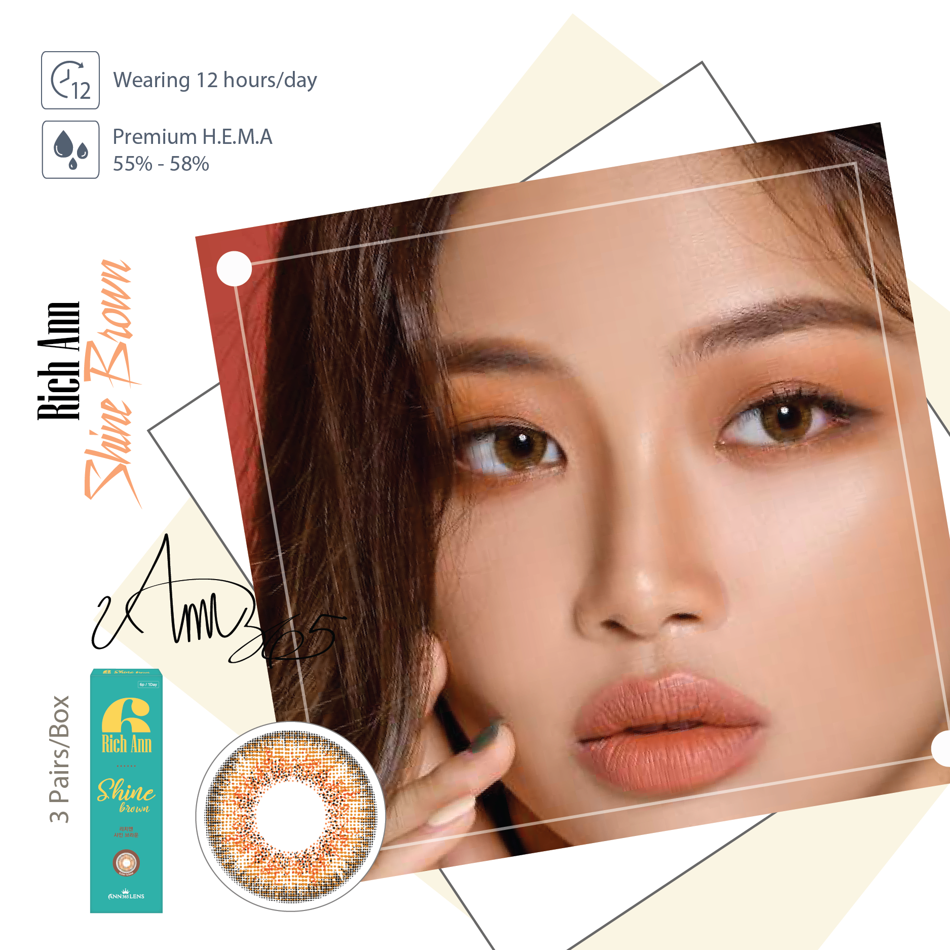 Chụp hình cưới sử dụng 24h màu nâu sáng shine brown ann365 hàn quốc