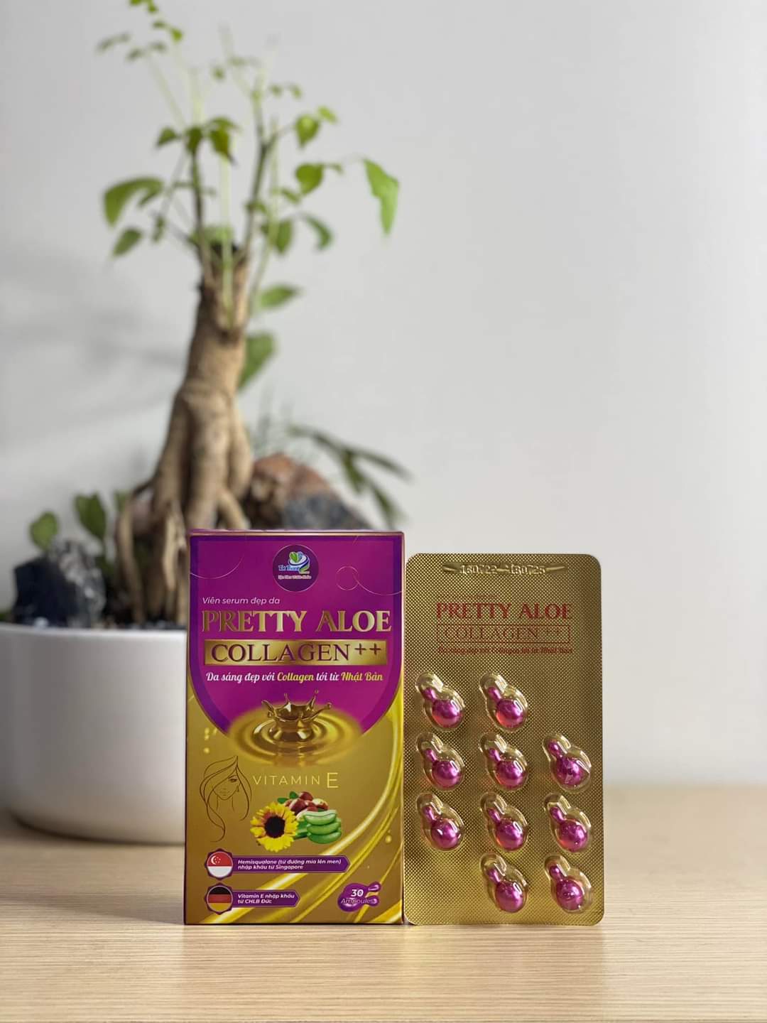VIÊN Vitamin E BÔI DƯỠNG DA  PRETTY ALOE