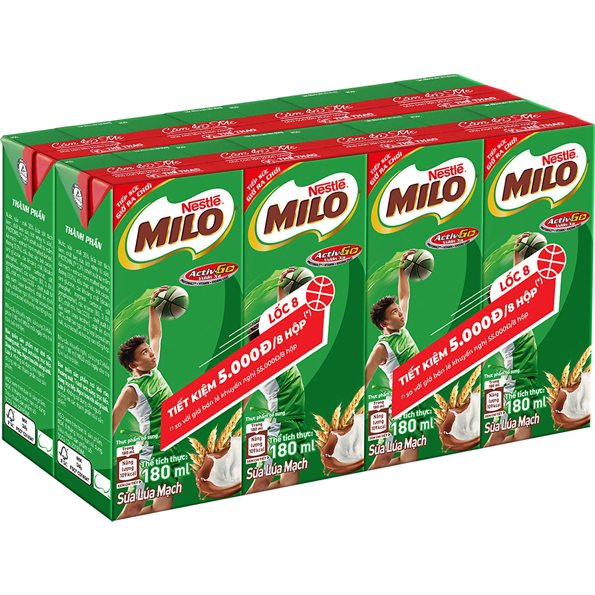 Siêu thị WinMart -Lốc 8 hộp sữa lúa mạch Nestle Milo 180ml