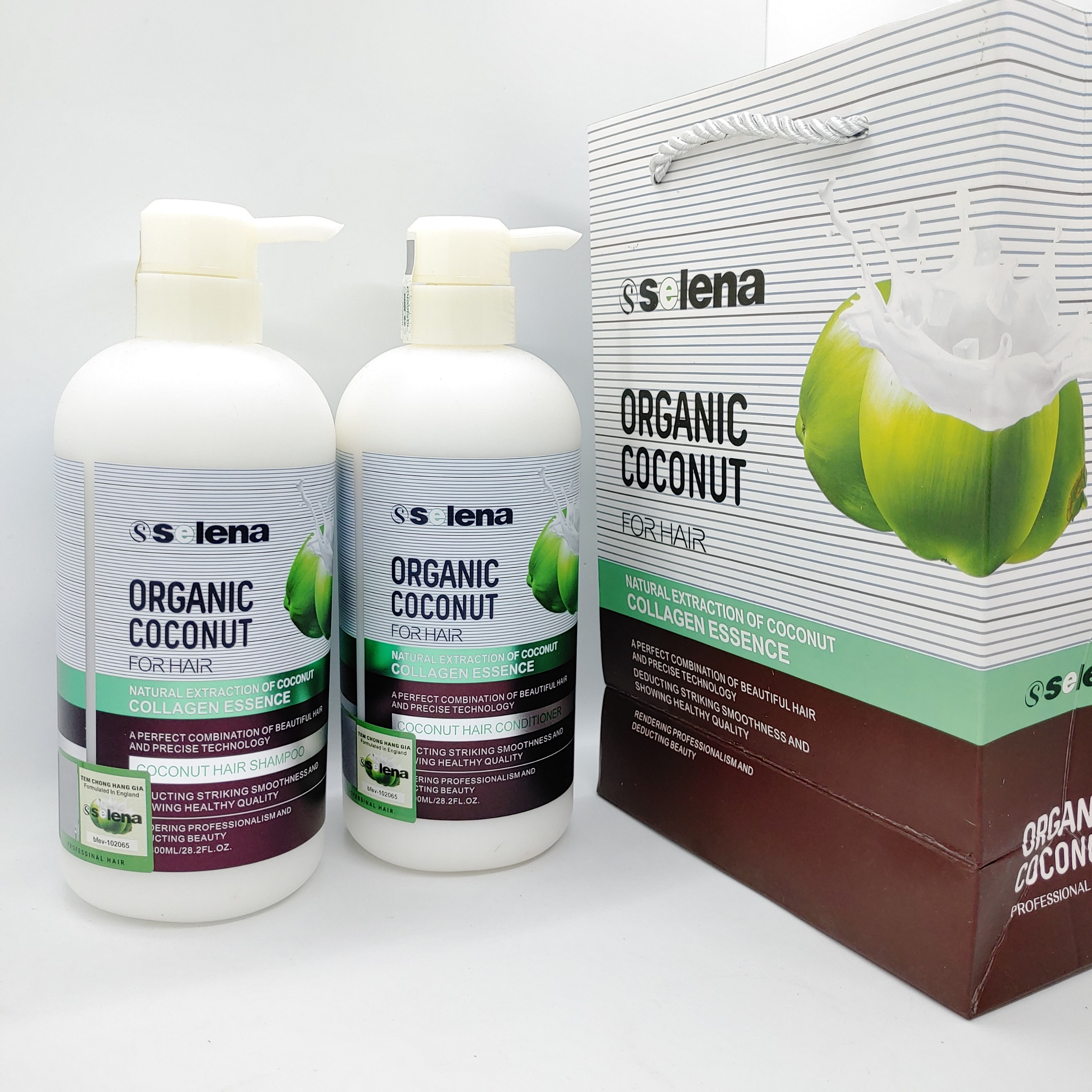 Cặp dầu gội xả dừa organic coconut siêu mềm mượt 800ml*2