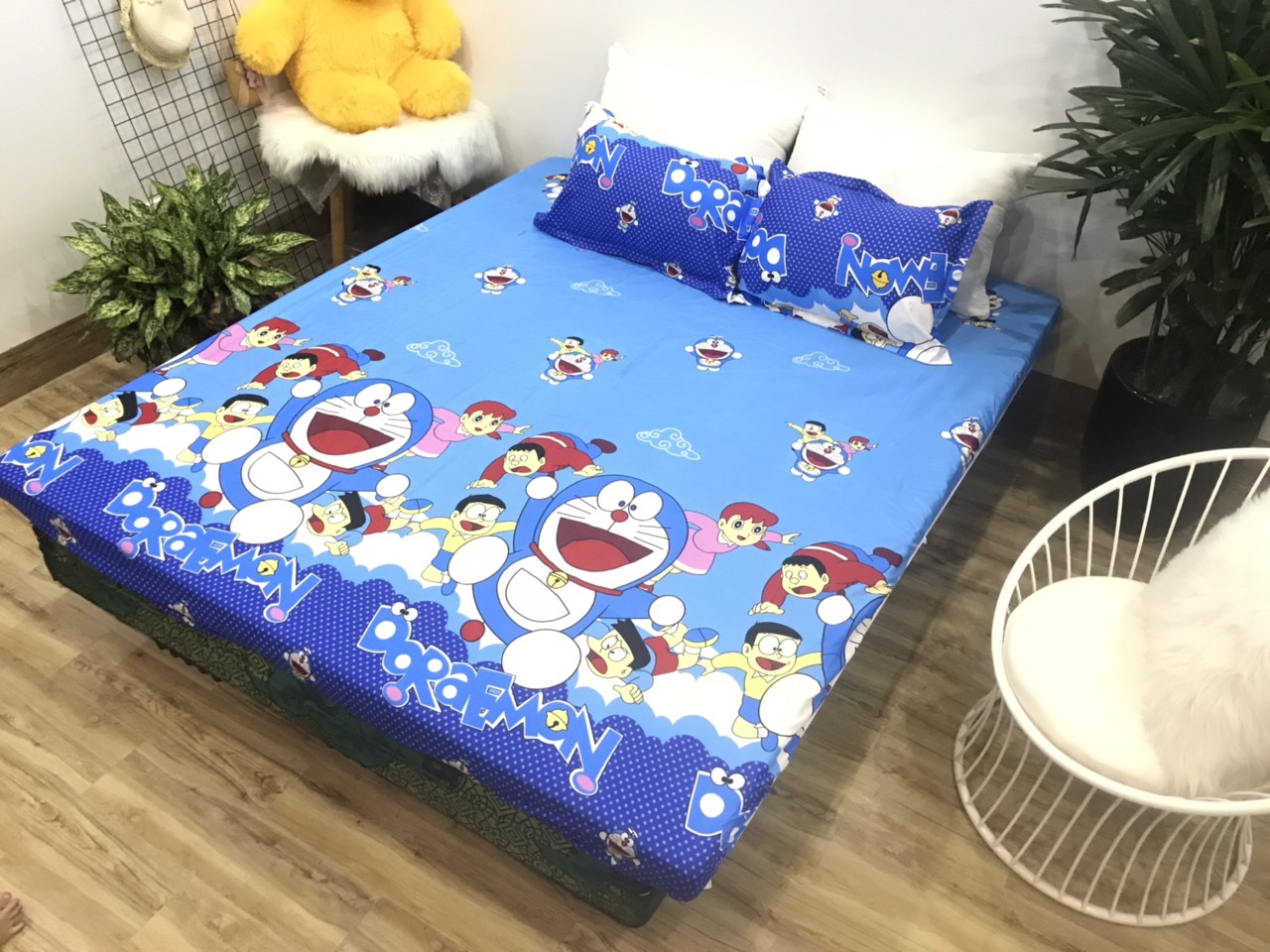 Set Ga Gối Cotton Poly Mẫu Doremon p3 ( gồm 1 ga + 2 vỏ gối )