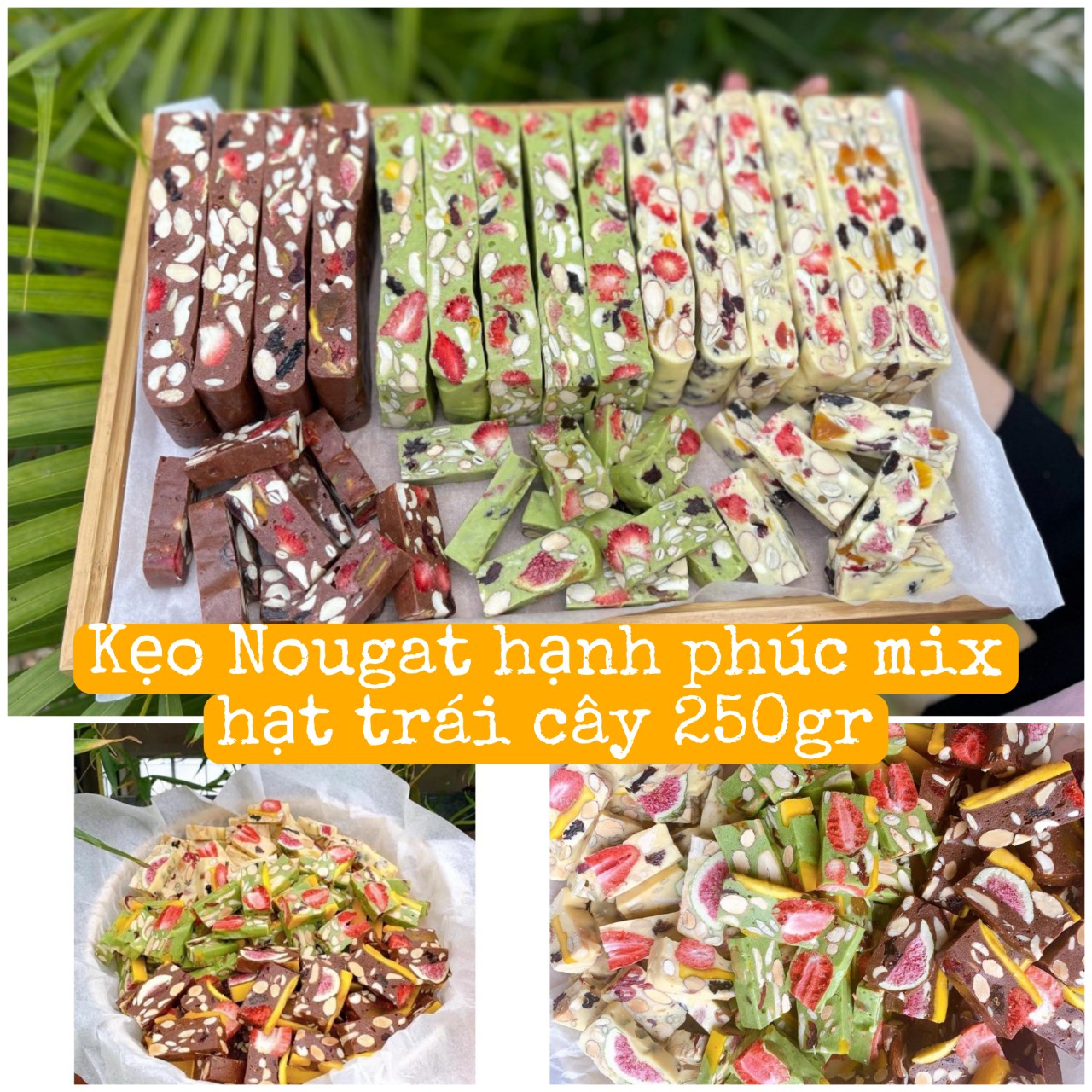 Kẹo Nougat mix hạt và trái cây sấy ăn healthy gói 250gr