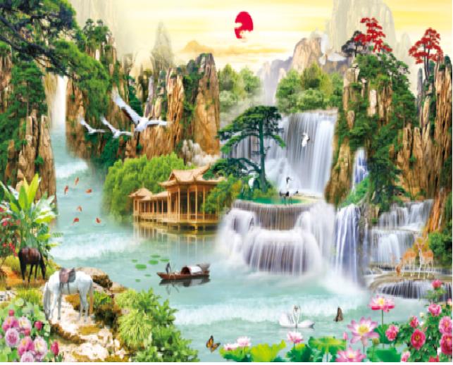 Tranh đính đá Phong cảnh khổ lớn 200*95cm