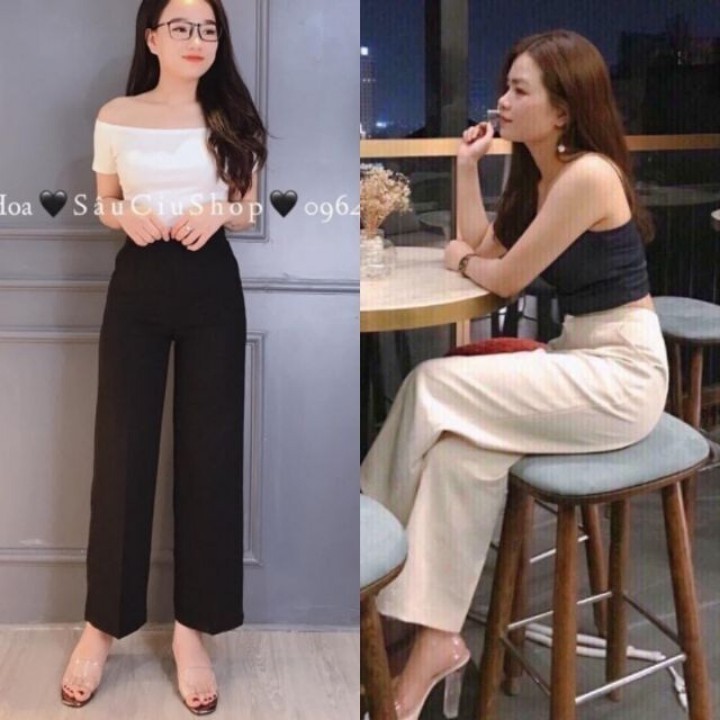 Quần sớ công sở ống rộng kèm ảnh thật chất vải tuyết mưa viltex