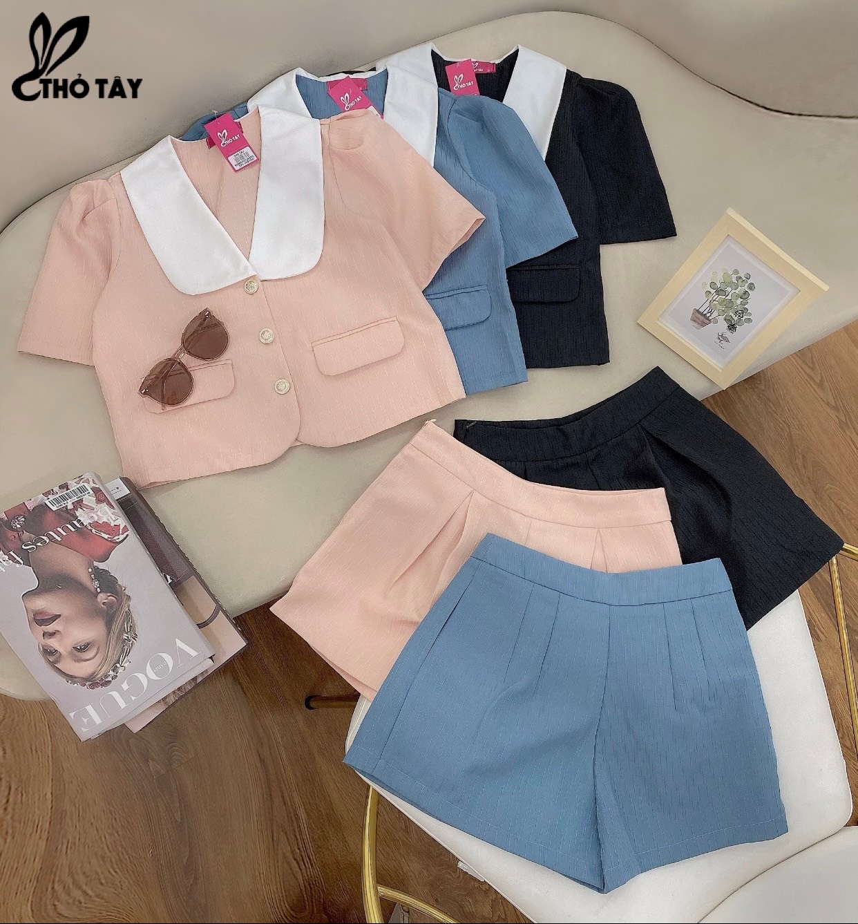 Set Bộ Vest Nữ Cổ Lá - THỎ TÂY S329Cx370