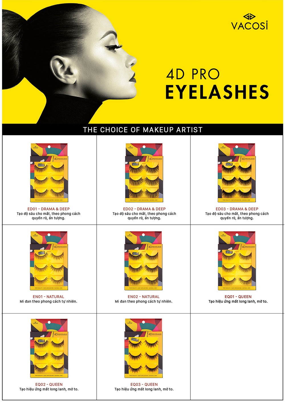 Mi Giả Vacosi 4D Pro Eyelashes 3 Cặp