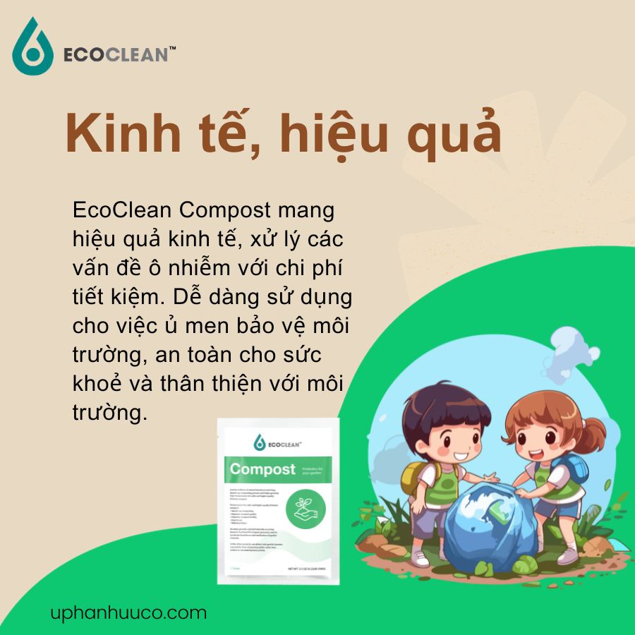 EcoClean COMPOST - Men vi sinh ủ phân nhập khẩu Mỹ - Gói 100g