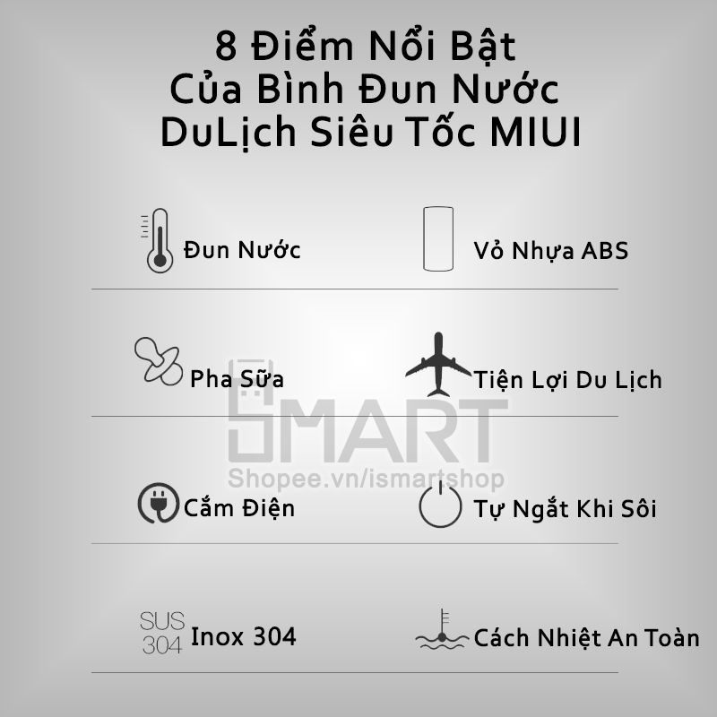 Bình Đun Nước Du Lịch Siêu Tốc Merkur - Bình Đun Siêu Tốc - Bình đun nước pha sữa - Ấm Đun Siêu Tốc