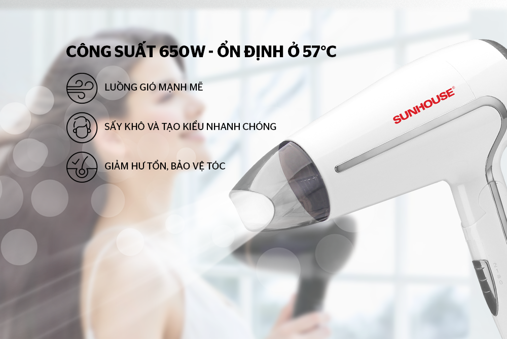 Máy sấy tóc nóng,lạnh Sunhouse SHD2308W