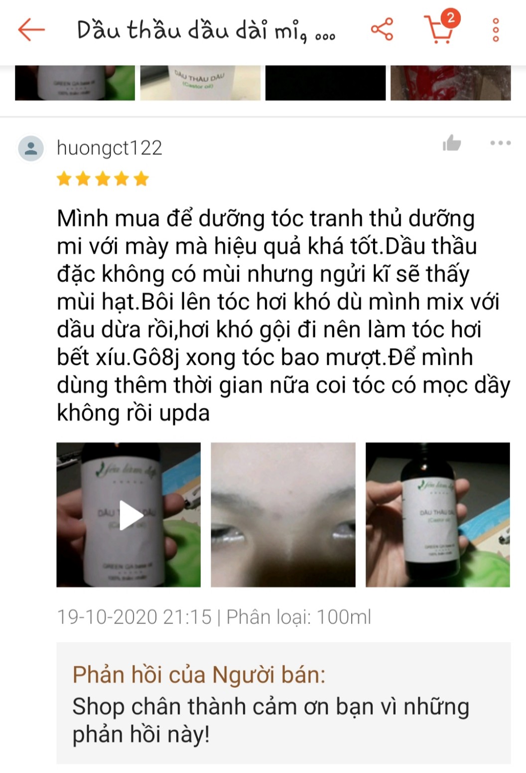 Dầu thầu dầu Castor Oil 100ml